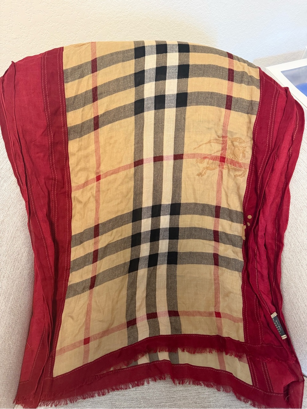 Burberry Red Logo Tag Scarf - Picture 2 of 2
